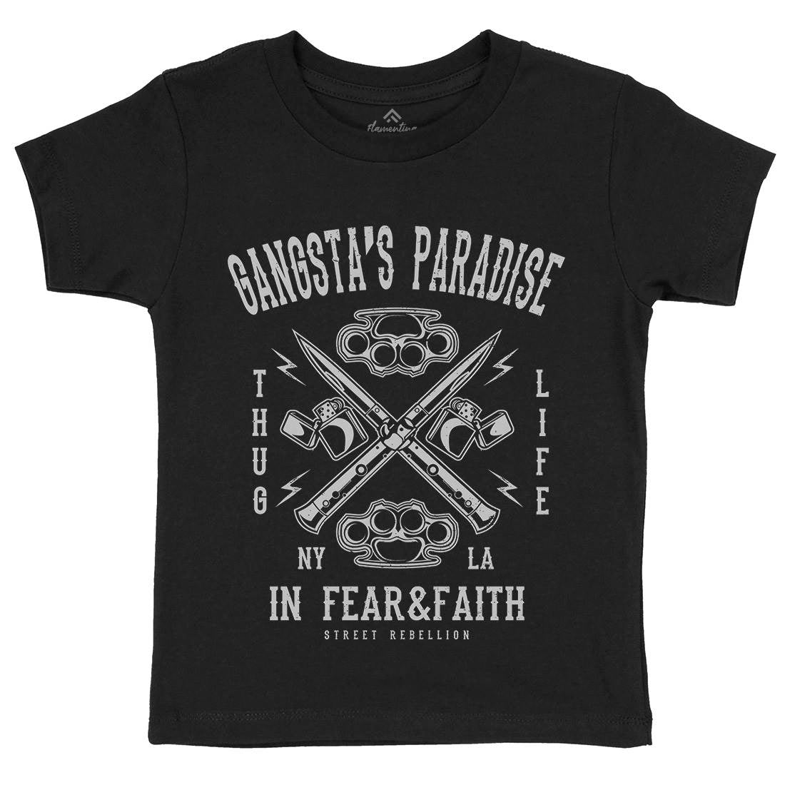 Gangster&#39;s Paradise Kids Crew Neck T-Shirt Retro A057