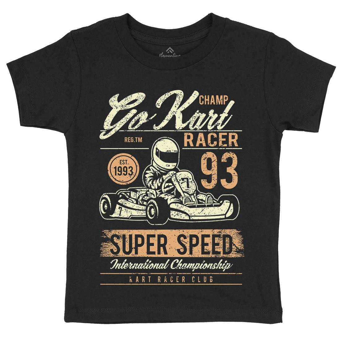 Go Kart Racer Kids Organic Crew Neck T-Shirt Cars A058