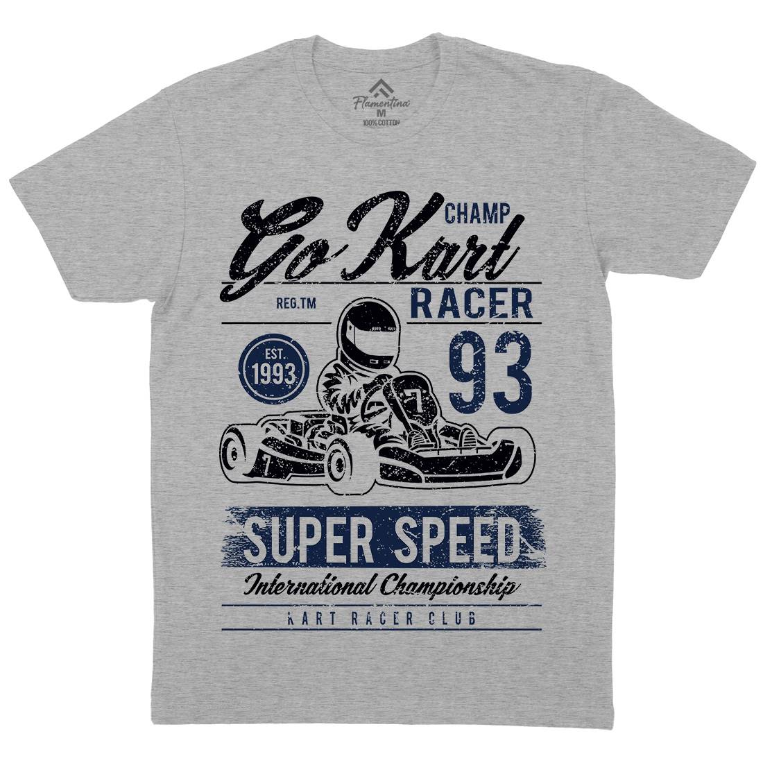 Go Kart Racer Mens Organic Crew Neck T-Shirt Cars A058