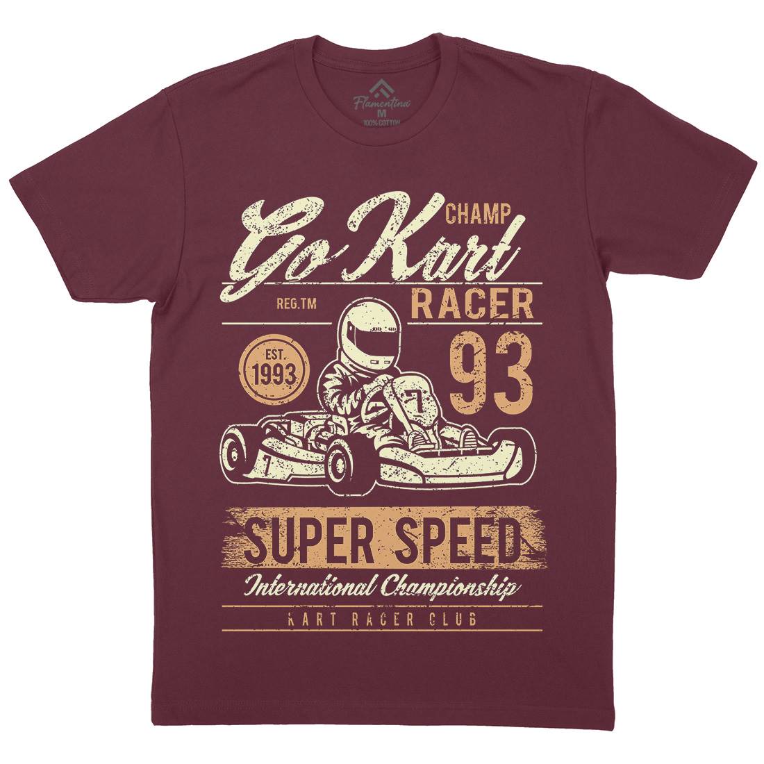 Go Kart Racer Mens Organic Crew Neck T-Shirt Cars A058