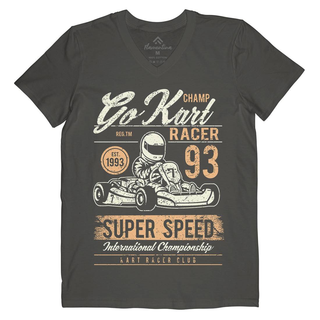 Go Kart Racer Mens V-Neck T-Shirt Cars A058