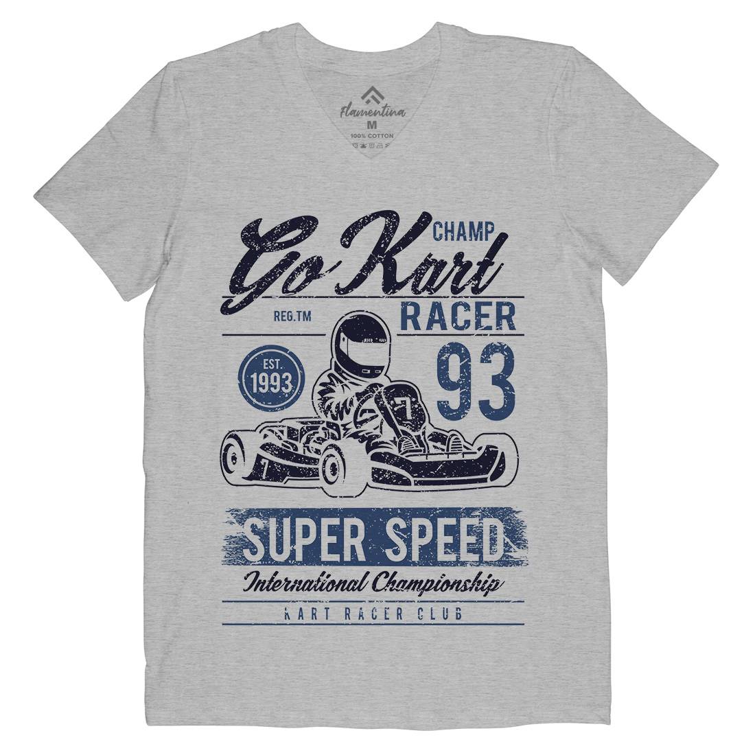 Go Kart Racer Mens V-Neck T-Shirt Cars A058