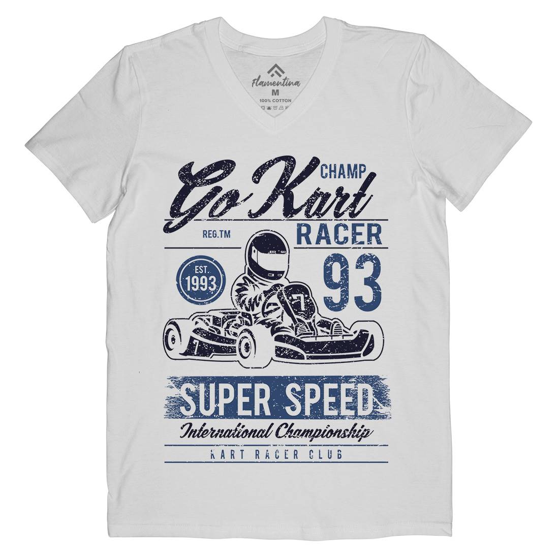 Go Kart Racer Mens Organic V-Neck T-Shirt Cars A058