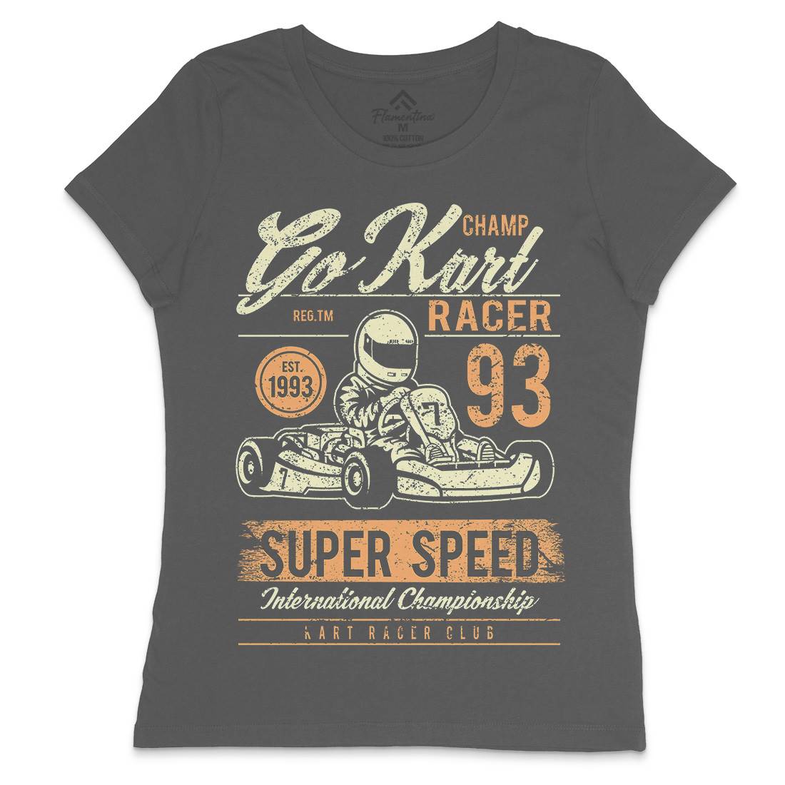 Go Kart Racer Womens Crew Neck T-Shirt Cars A058