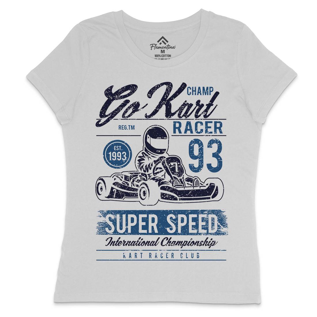 Go Kart Racer Womens Crew Neck T-Shirt Cars A058