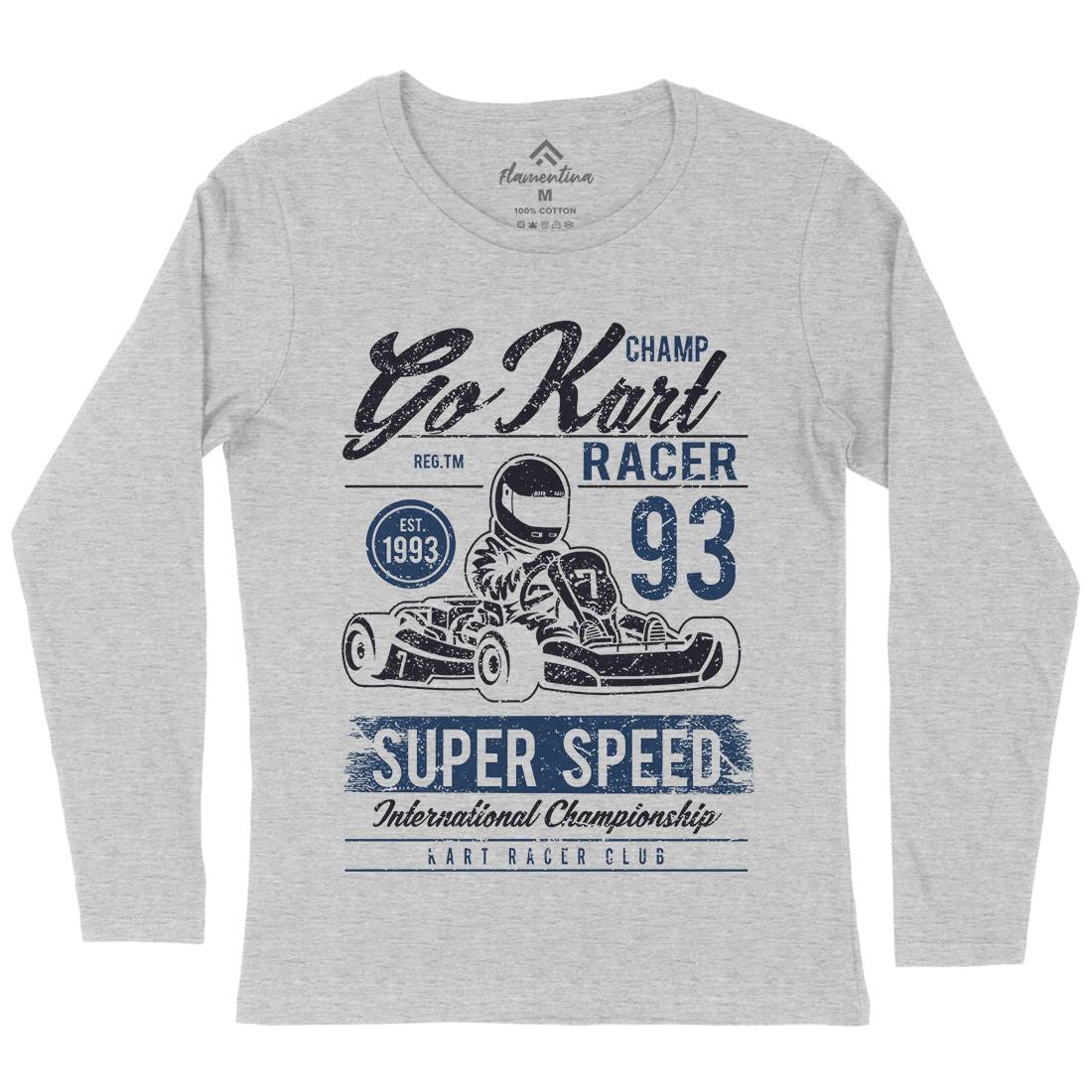 Go Kart Racer Womens Long Sleeve T-Shirt Cars A058