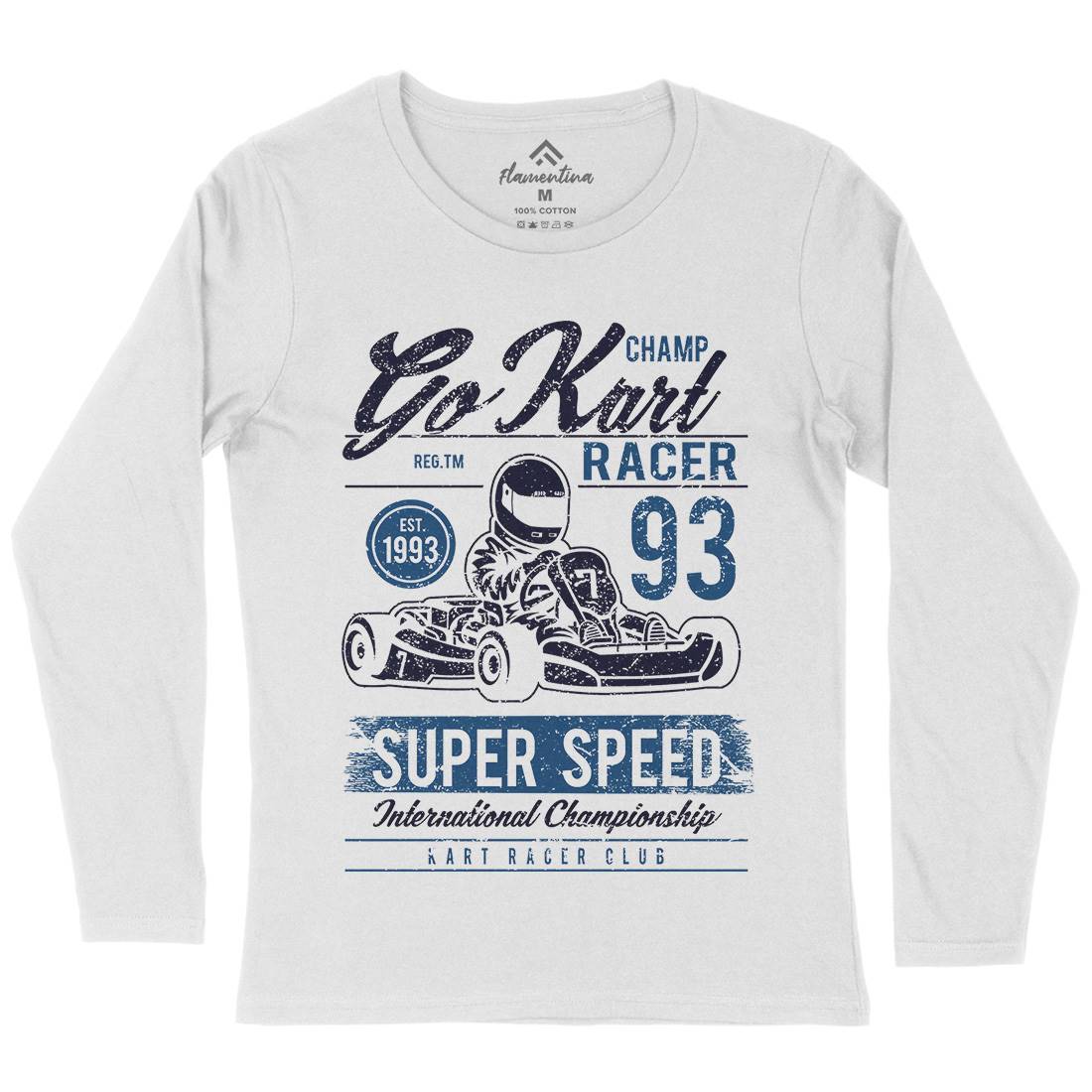 Go Kart Racer Womens Long Sleeve T-Shirt Cars A058