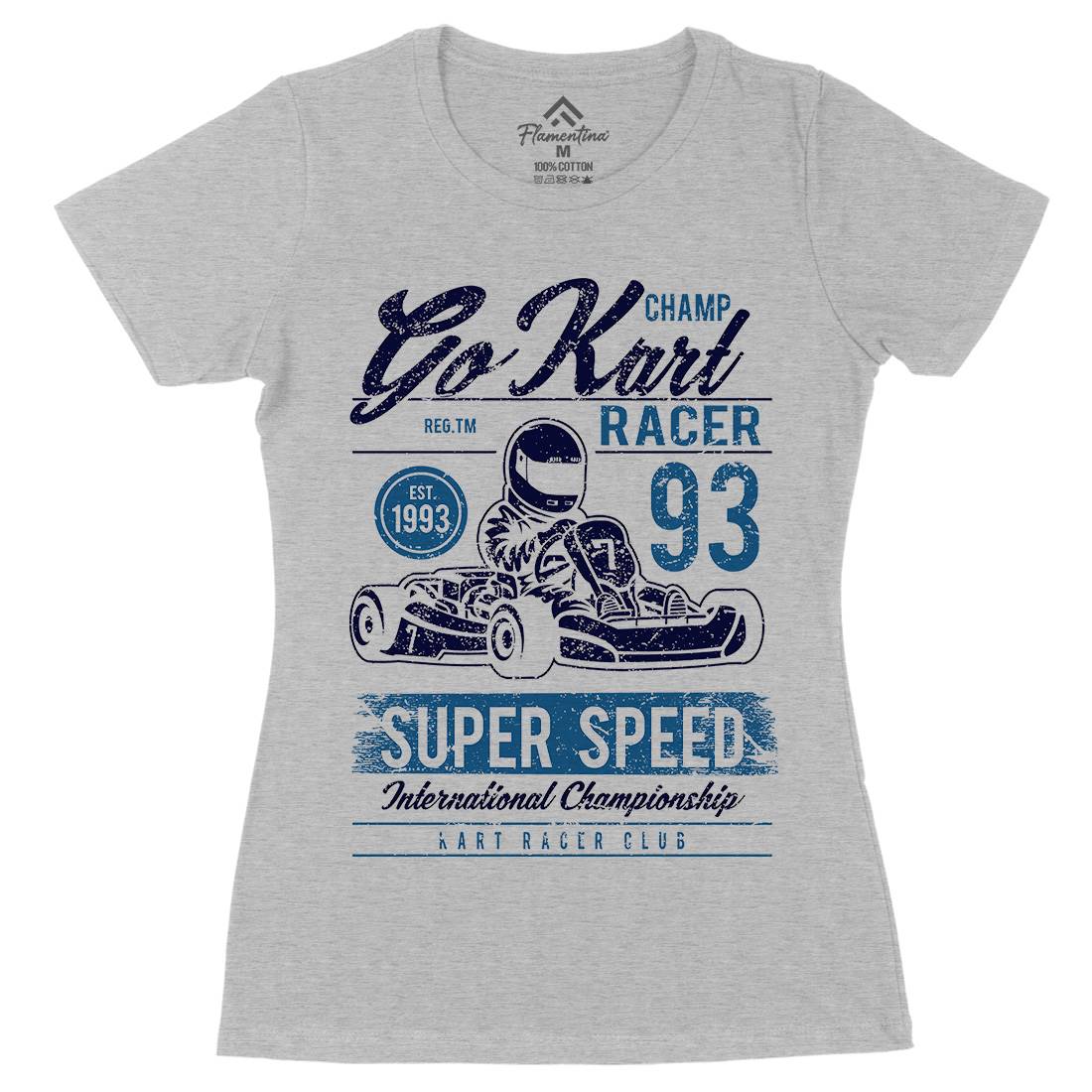 Go Kart Racer Womens Organic Crew Neck T-Shirt Cars A058