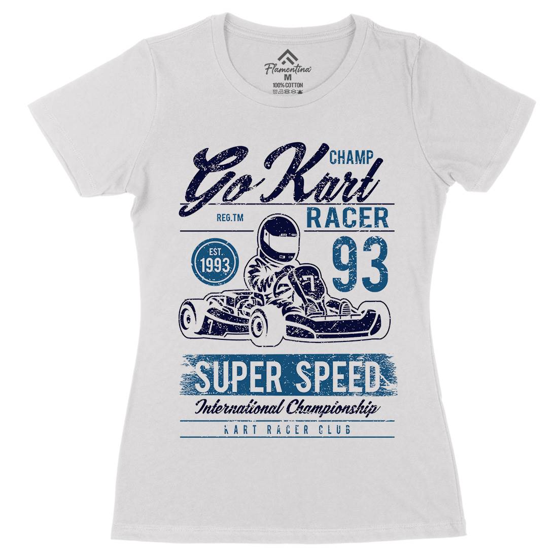 Go Kart Racer Womens Organic Crew Neck T-Shirt Cars A058