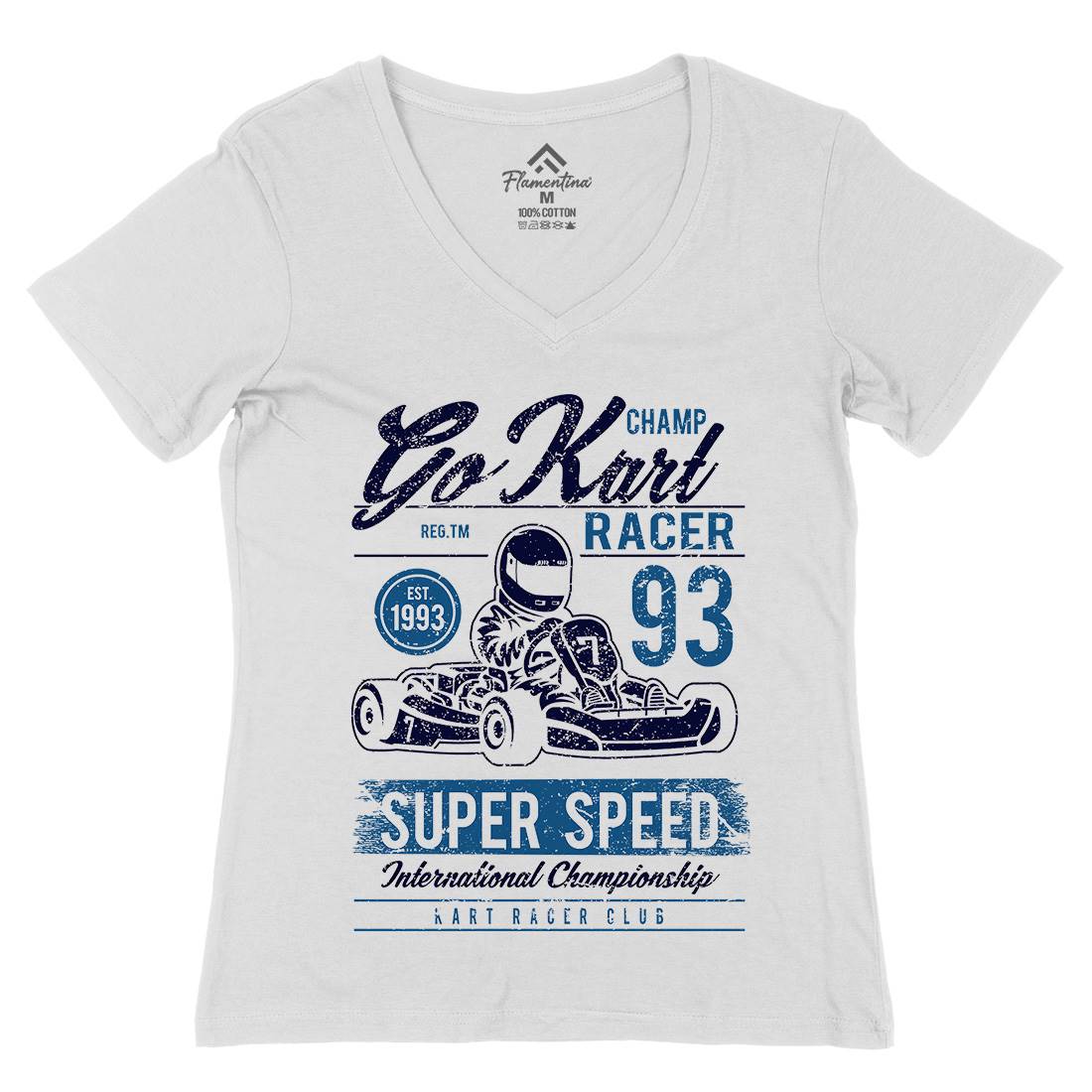 Go Kart Racer Womens Organic V-Neck T-Shirt Cars A058
