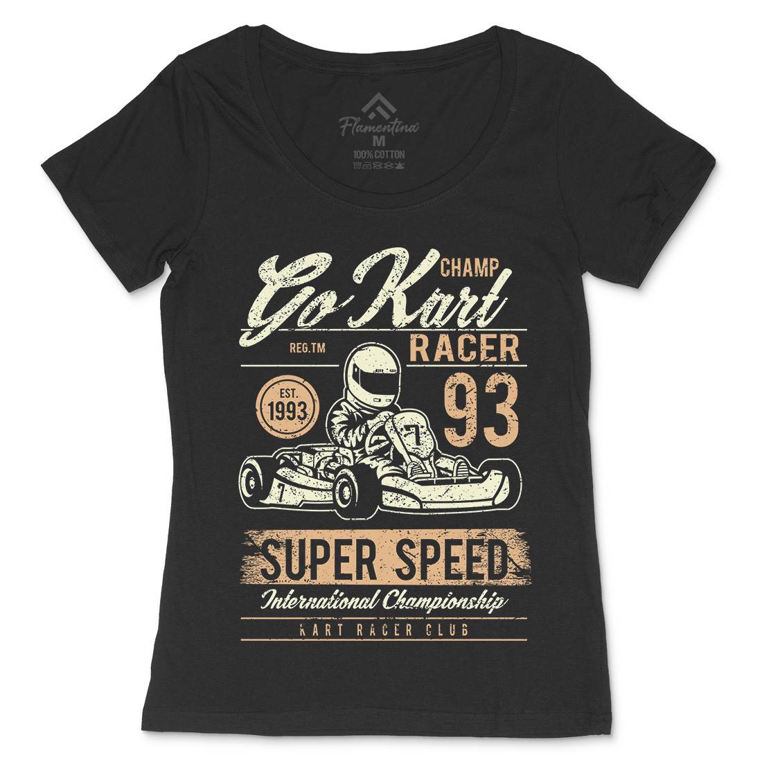 Go Kart Racer Womens Scoop Neck T-Shirt Cars A058