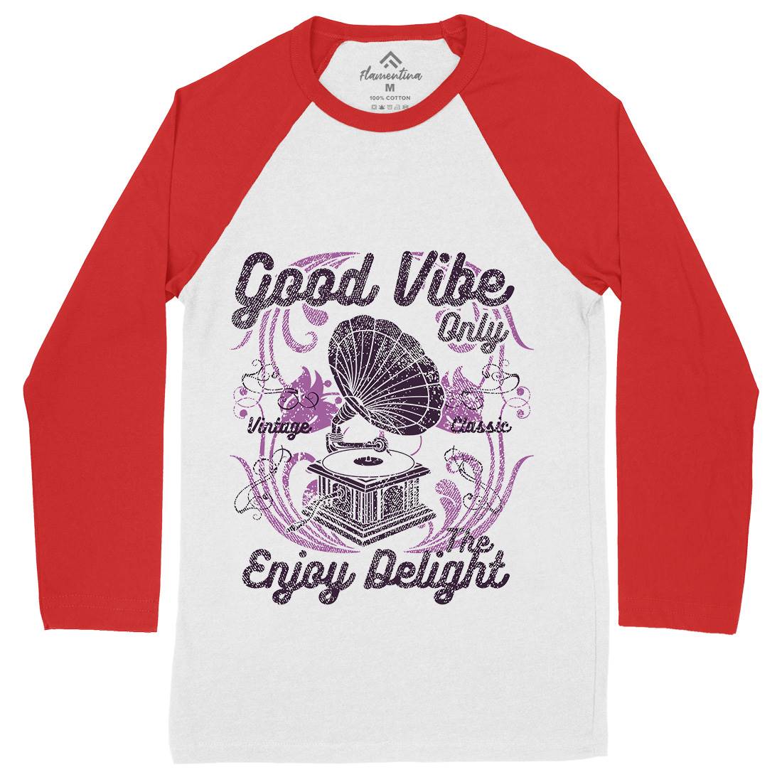 Good Vibe Only Mens Long Sleeve Baseball T-Shirt Music A059
