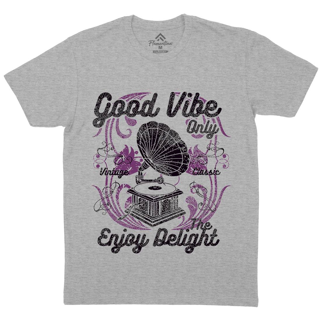 Good Vibe Only Mens Organic Crew Neck T-Shirt Music A059