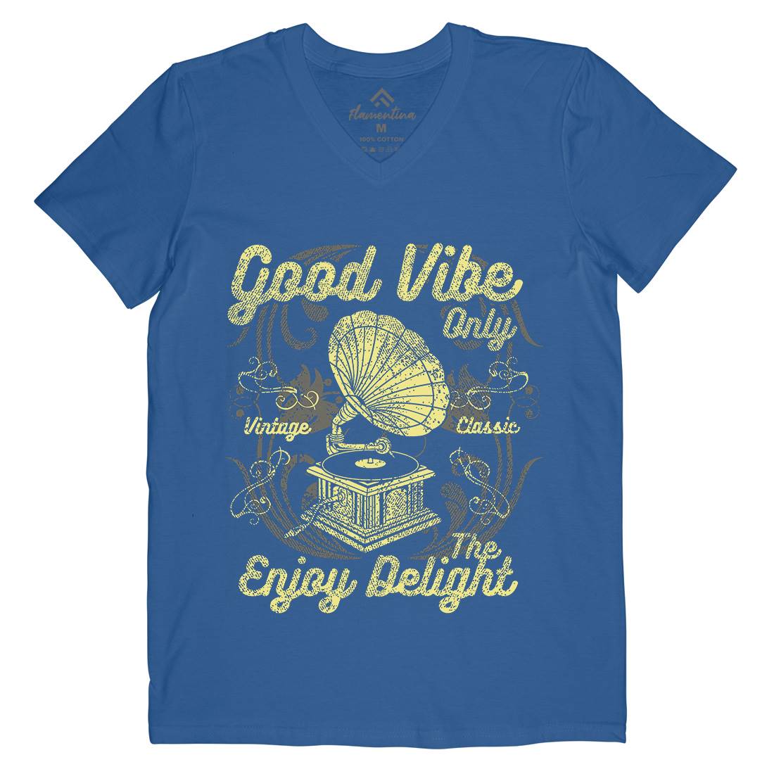 Good Vibe Only Mens V-Neck T-Shirt Music A059