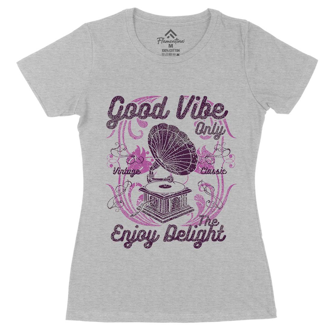 Good Vibe Only Womens Organic Crew Neck T-Shirt Music A059