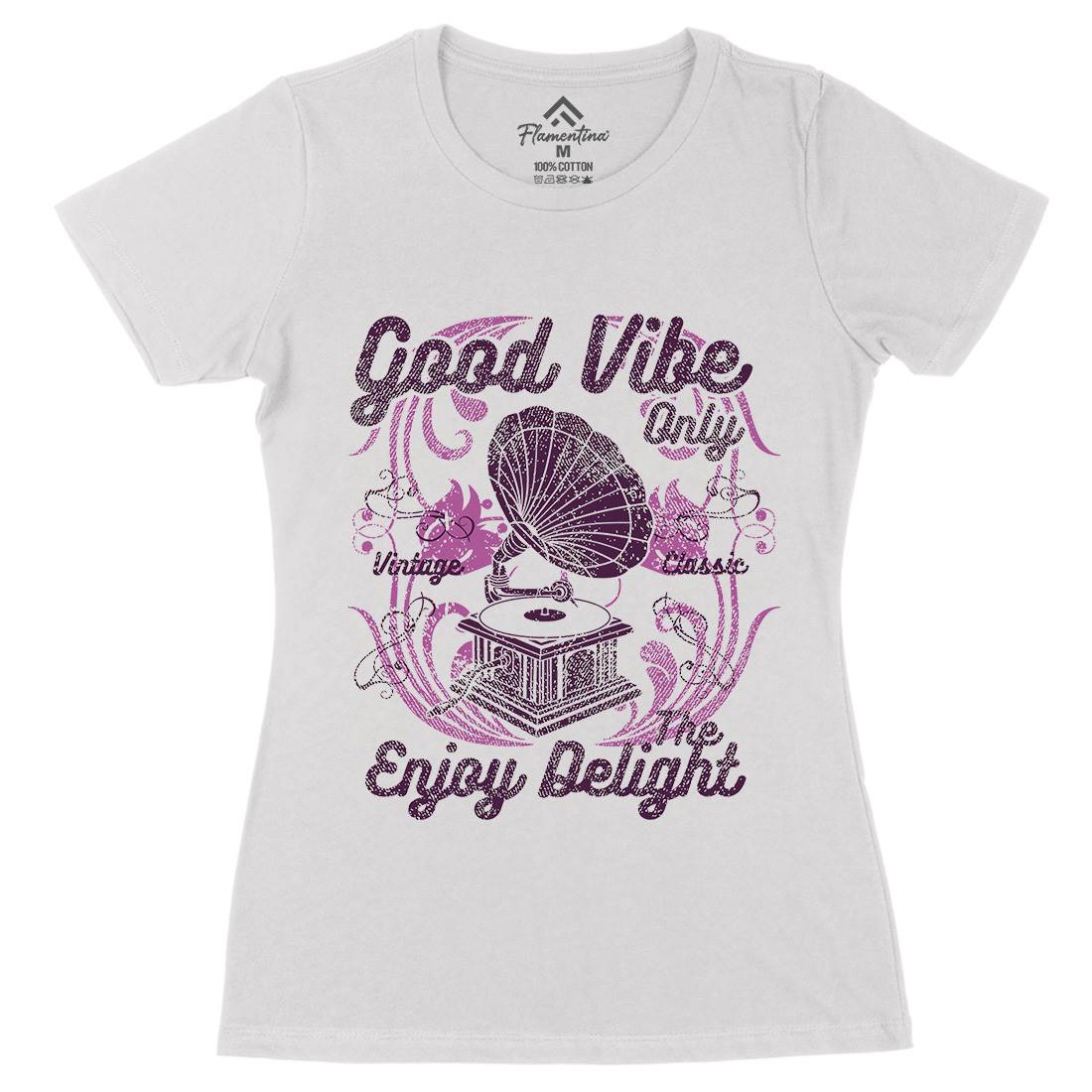 Good Vibe Only Womens Organic Crew Neck T-Shirt Music A059