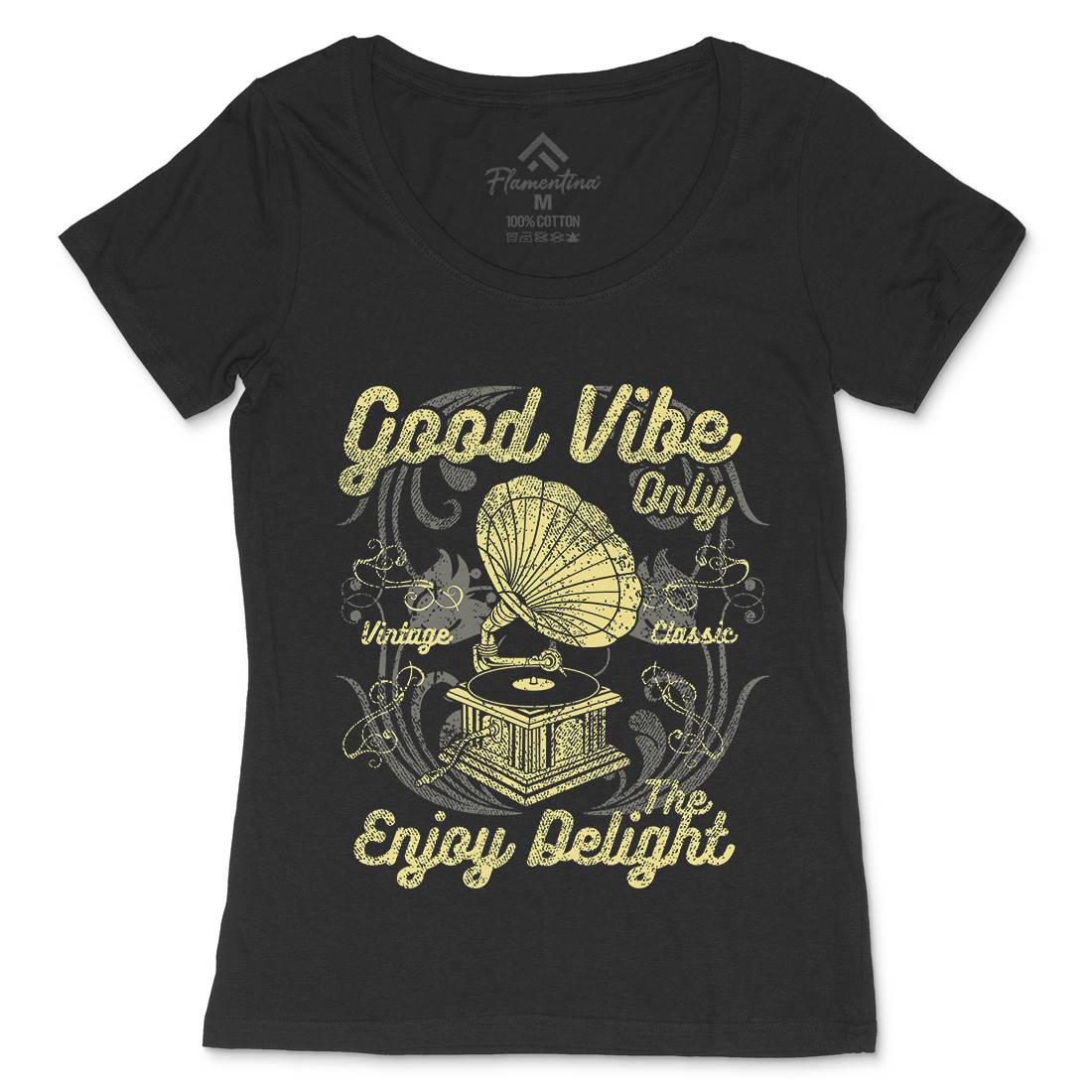 Good Vibe Only Womens Scoop Neck T-Shirt Music A059