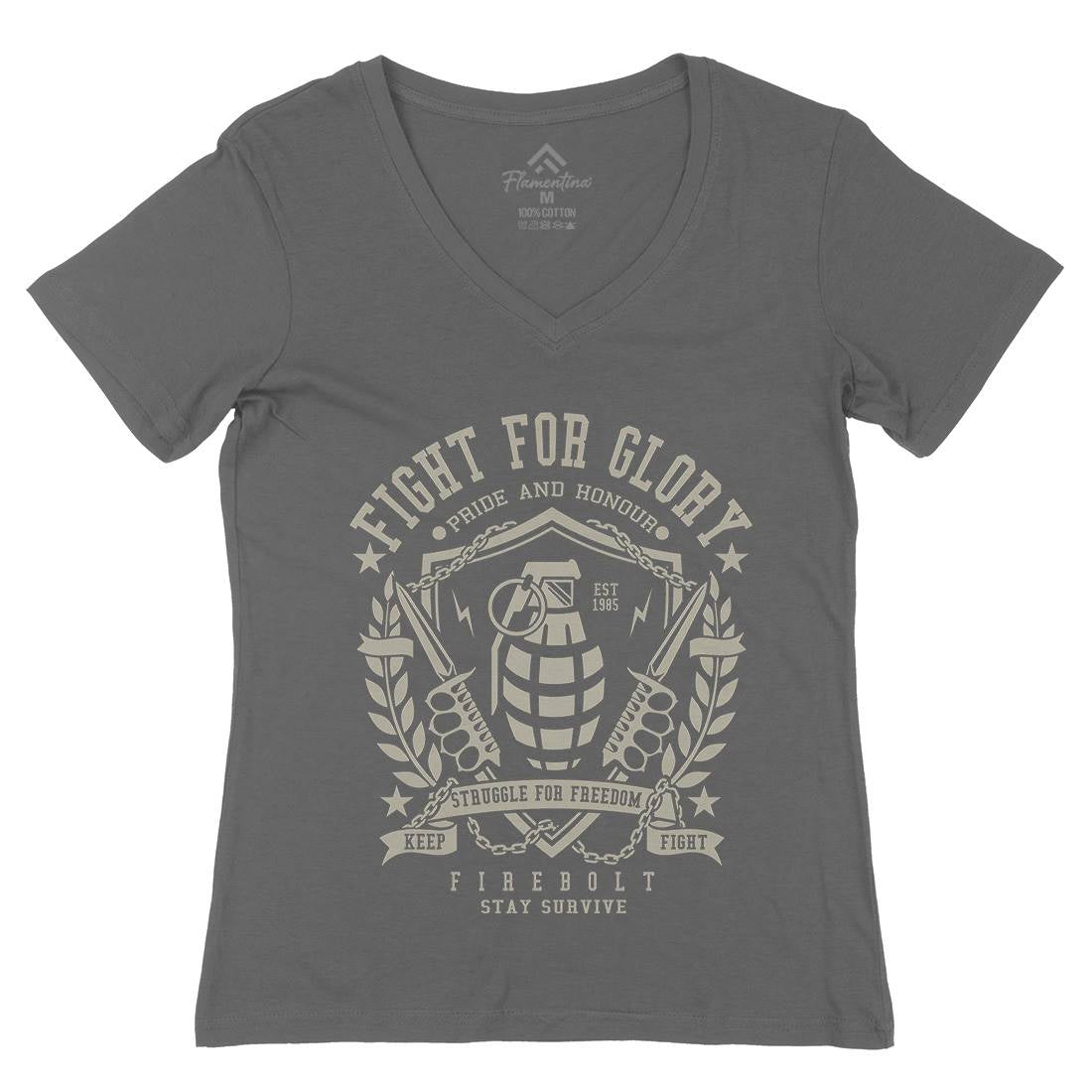 Grenade Womens Organic V-Neck T-Shirt Army A061