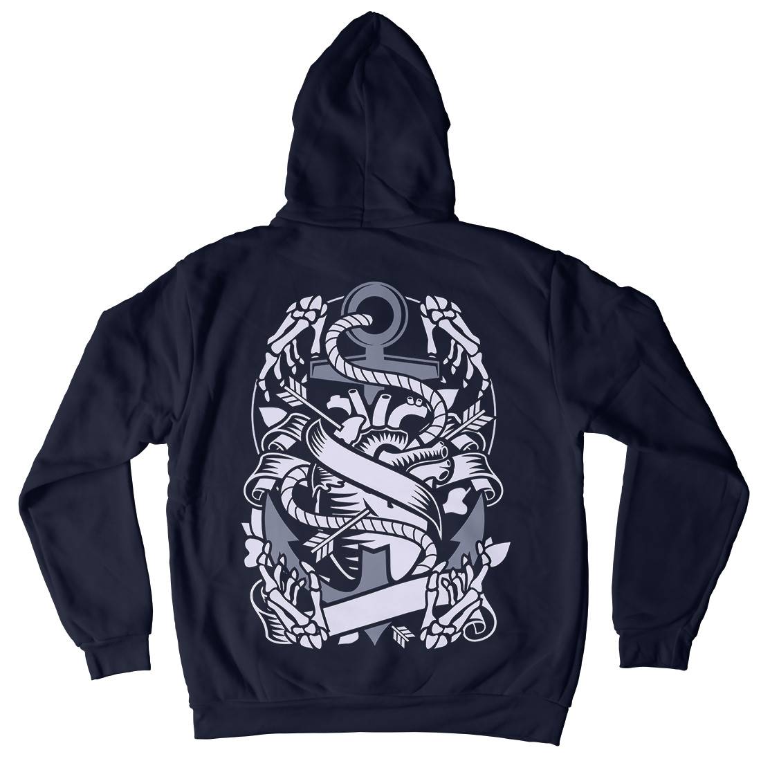 Heart And Anchor Kids Crew Neck Hoodie Navy A063