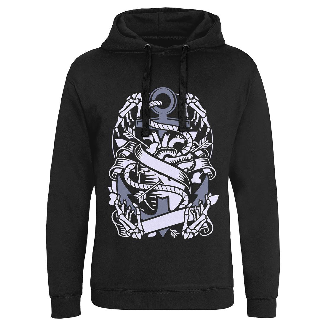 Heart And Anchor Mens Hoodie Without Pocket Navy A063