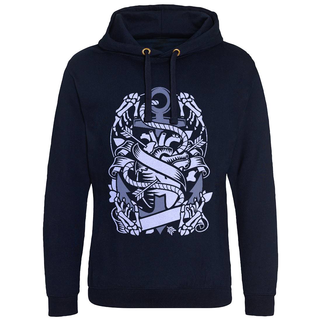 Heart And Anchor Mens Hoodie Without Pocket Navy A063