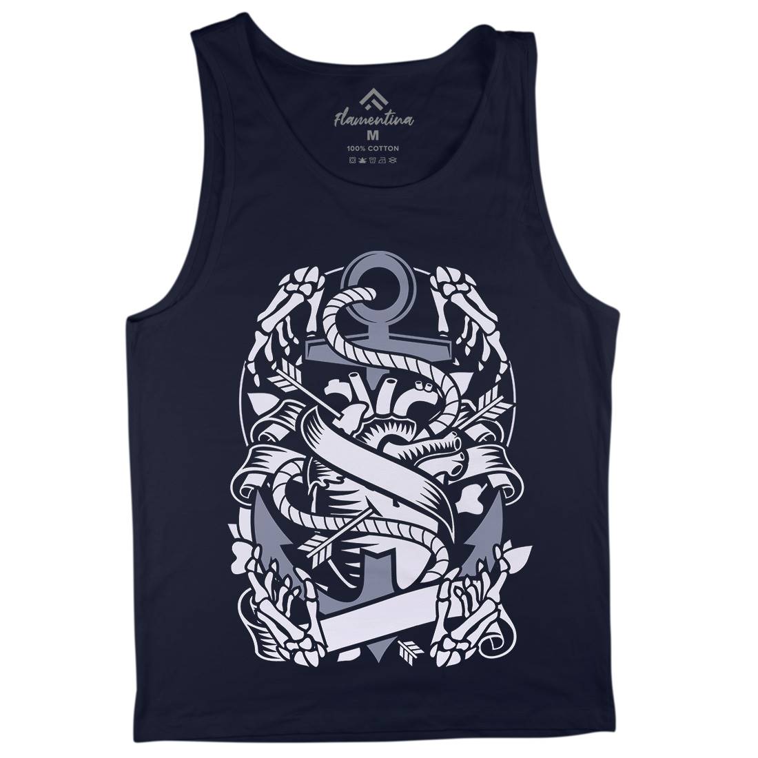 Heart And Anchor Mens Tank Top Vest Navy A063