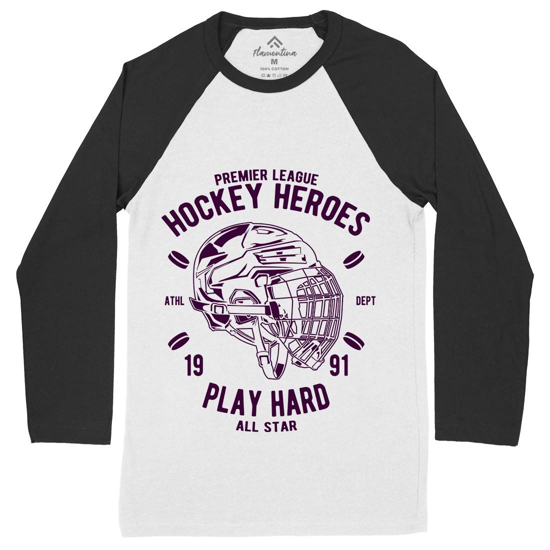 Hockey Heroes Mens Long Sleeve Baseball T-Shirt Sport A064