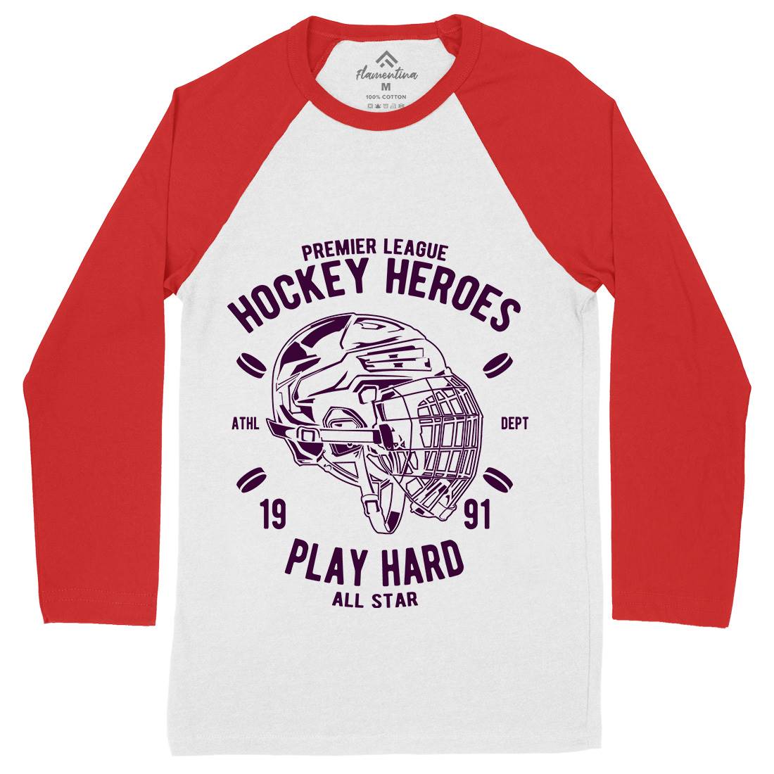 Hockey Heroes Mens Long Sleeve Baseball T-Shirt Sport A064
