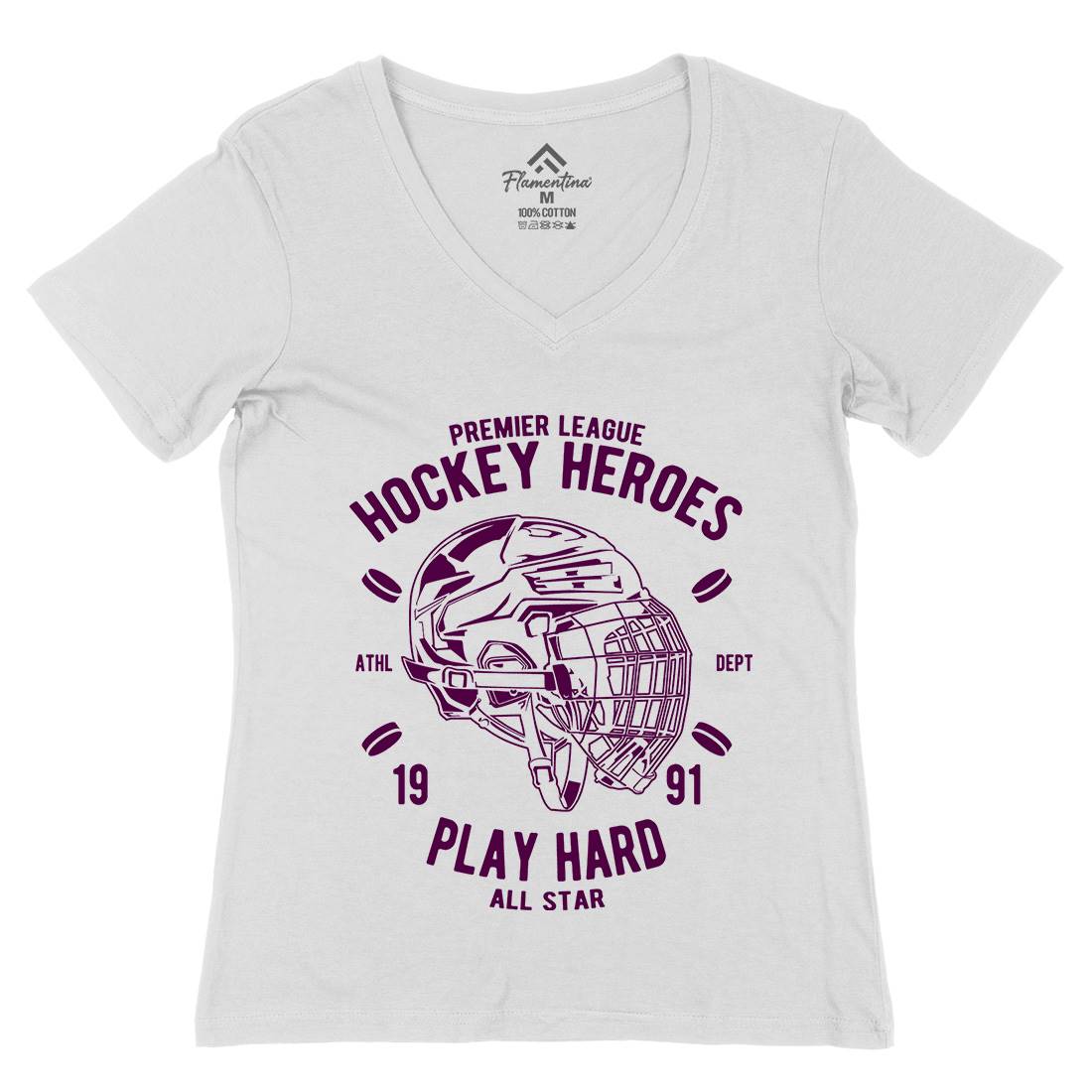 Hockey Heroes Womens Organic V-Neck T-Shirt Sport A064