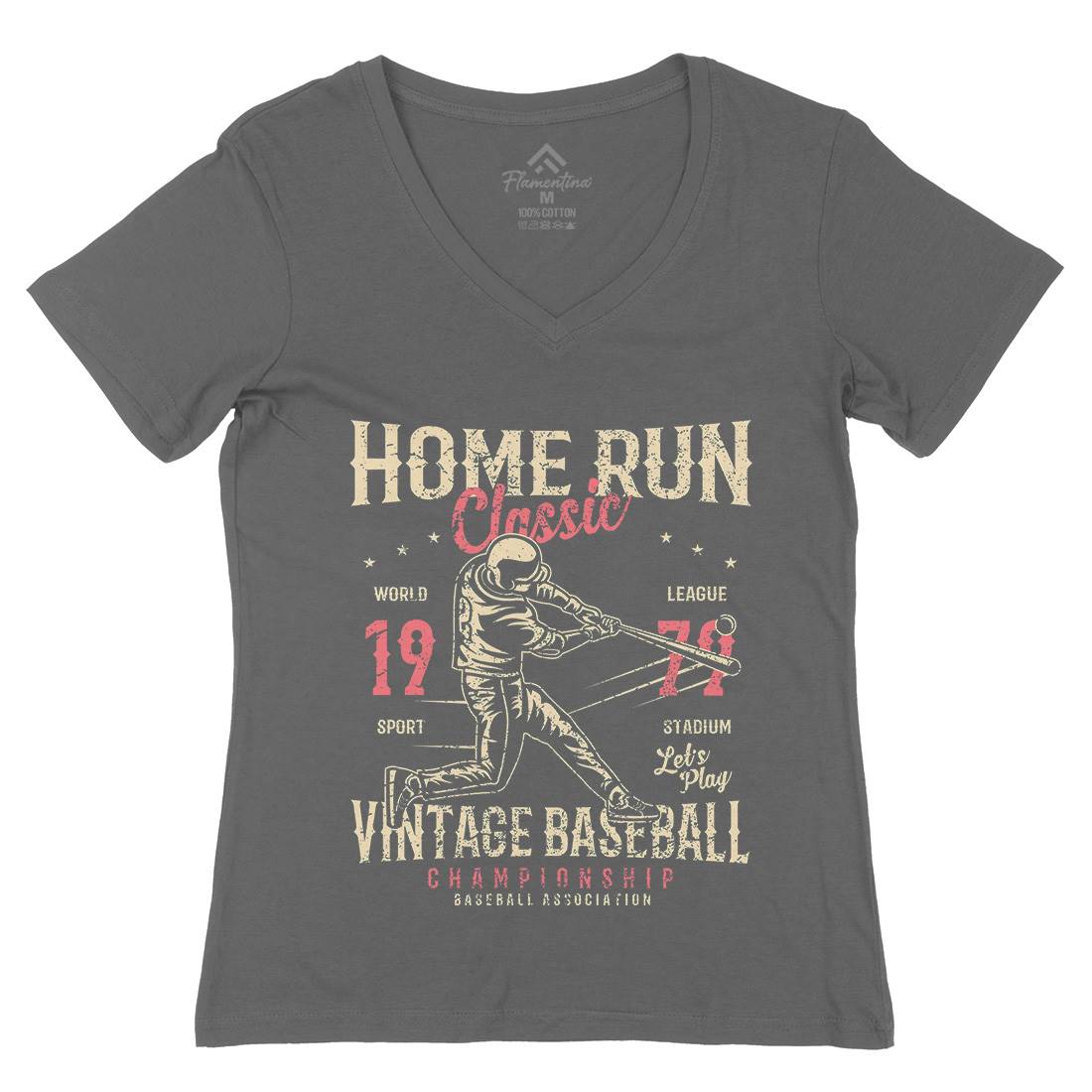 Home Run Classic Womens Organic V-Neck T-Shirt Sport A065