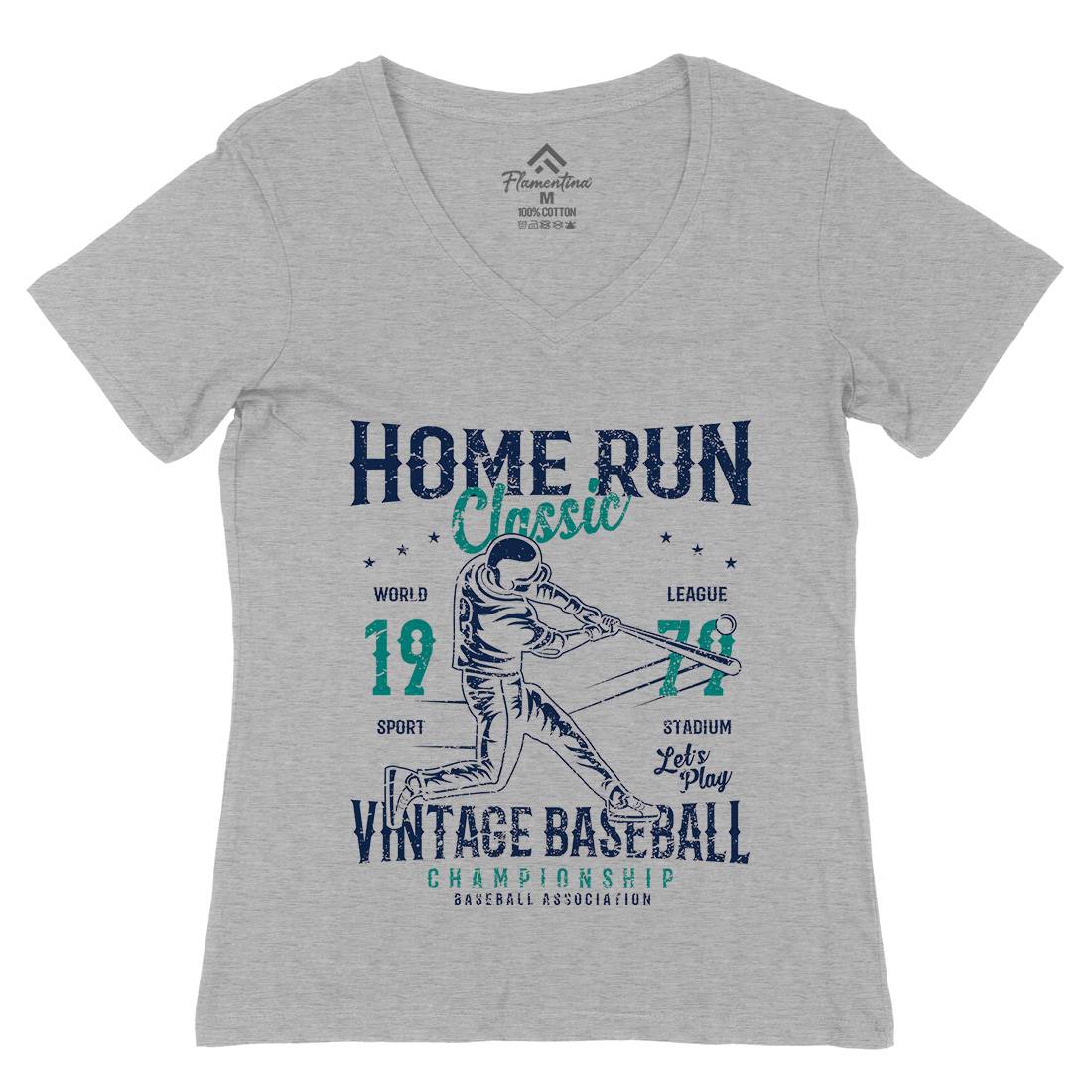 Home Run Classic Womens Organic V-Neck T-Shirt Sport A065