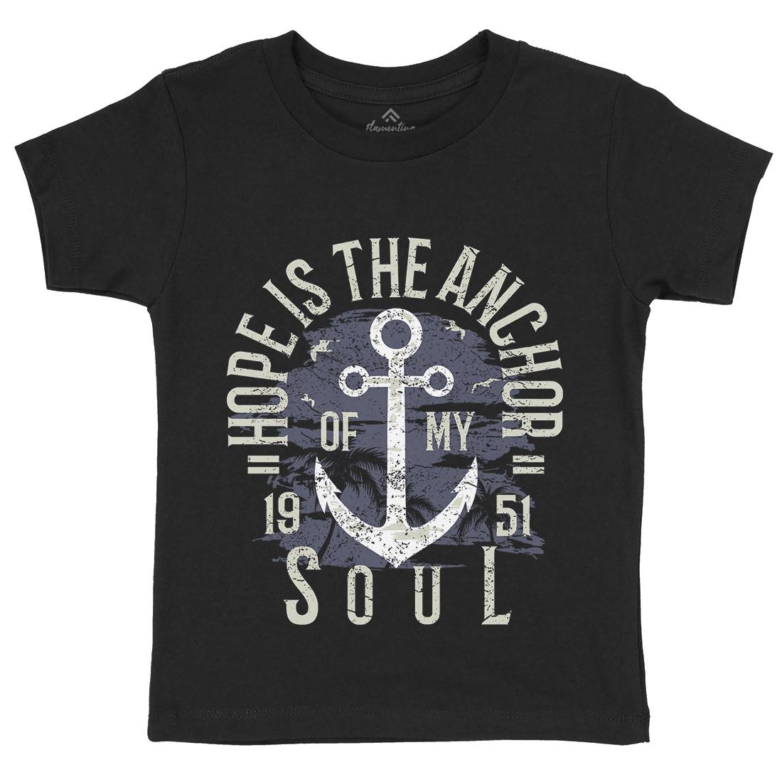 Hope Is The Anchor Kids Crew Neck T-Shirt Navy A066