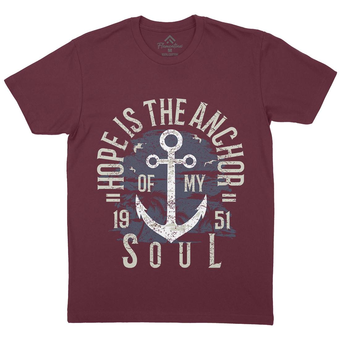 Hope Is The Anchor Mens Organic Crew Neck T-Shirt Navy A066