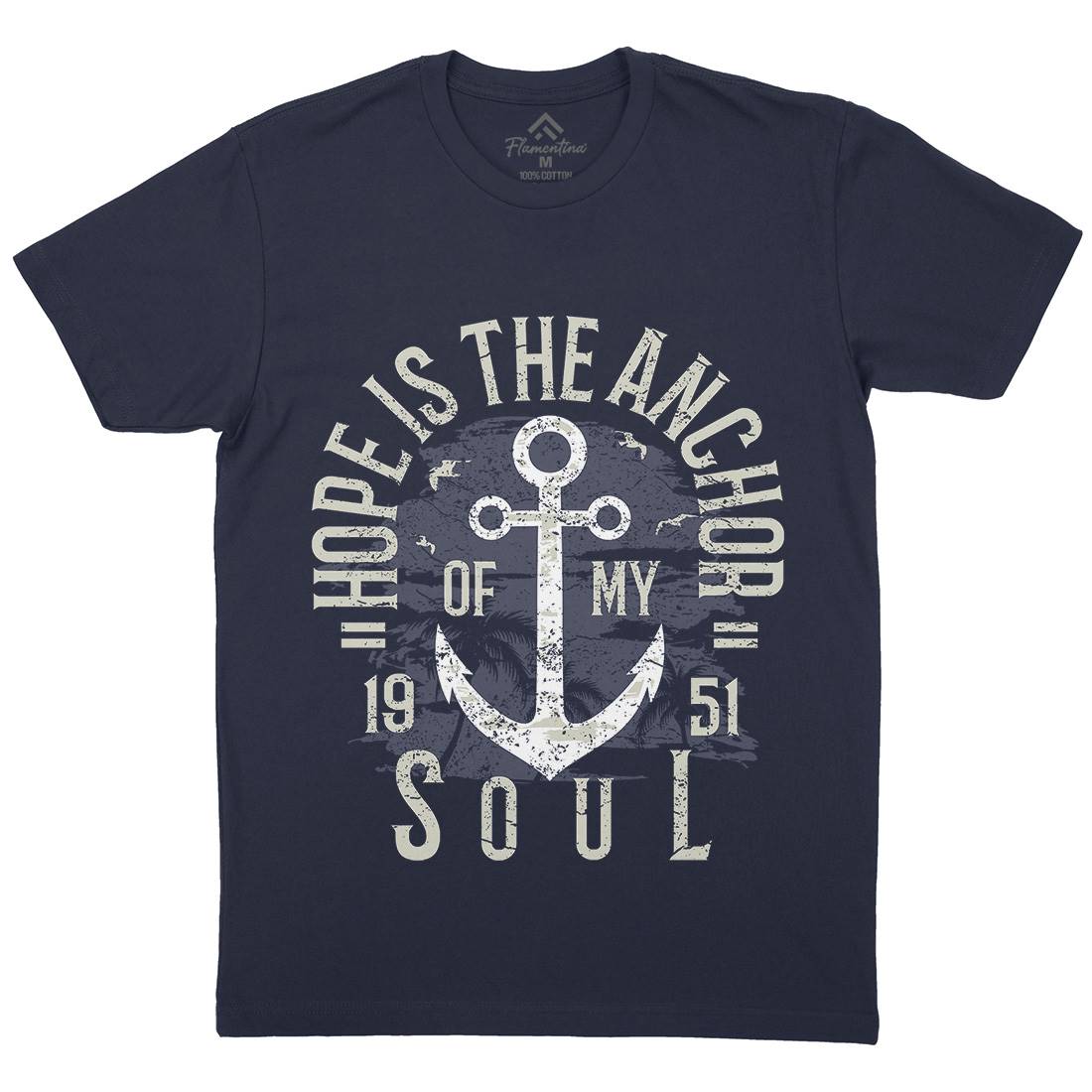 Hope Is The Anchor Mens Organic Crew Neck T-Shirt Navy A066