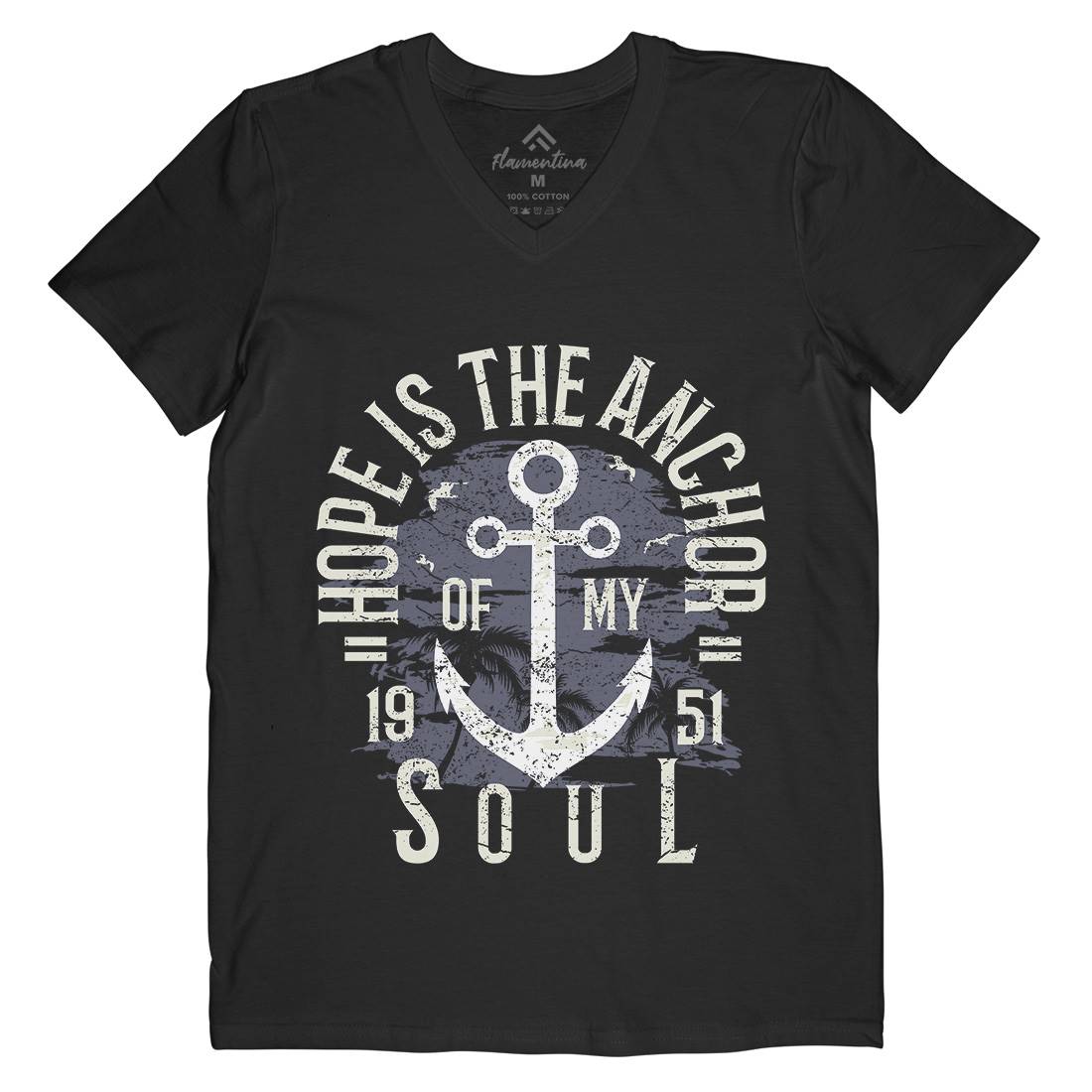Hope Is The Anchor Mens V-Neck T-Shirt Navy A066