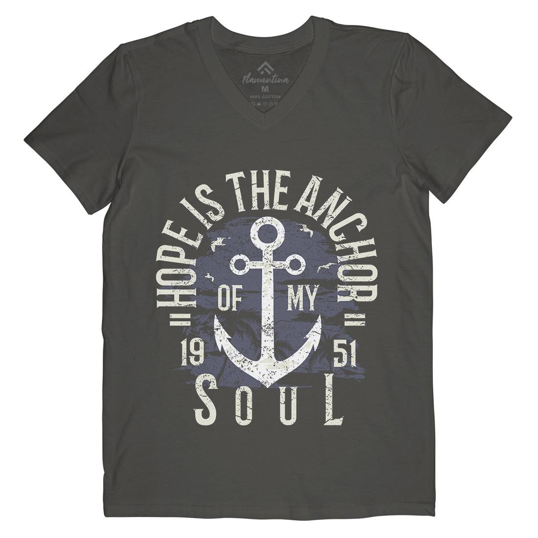Hope Is The Anchor Mens V-Neck T-Shirt Navy A066