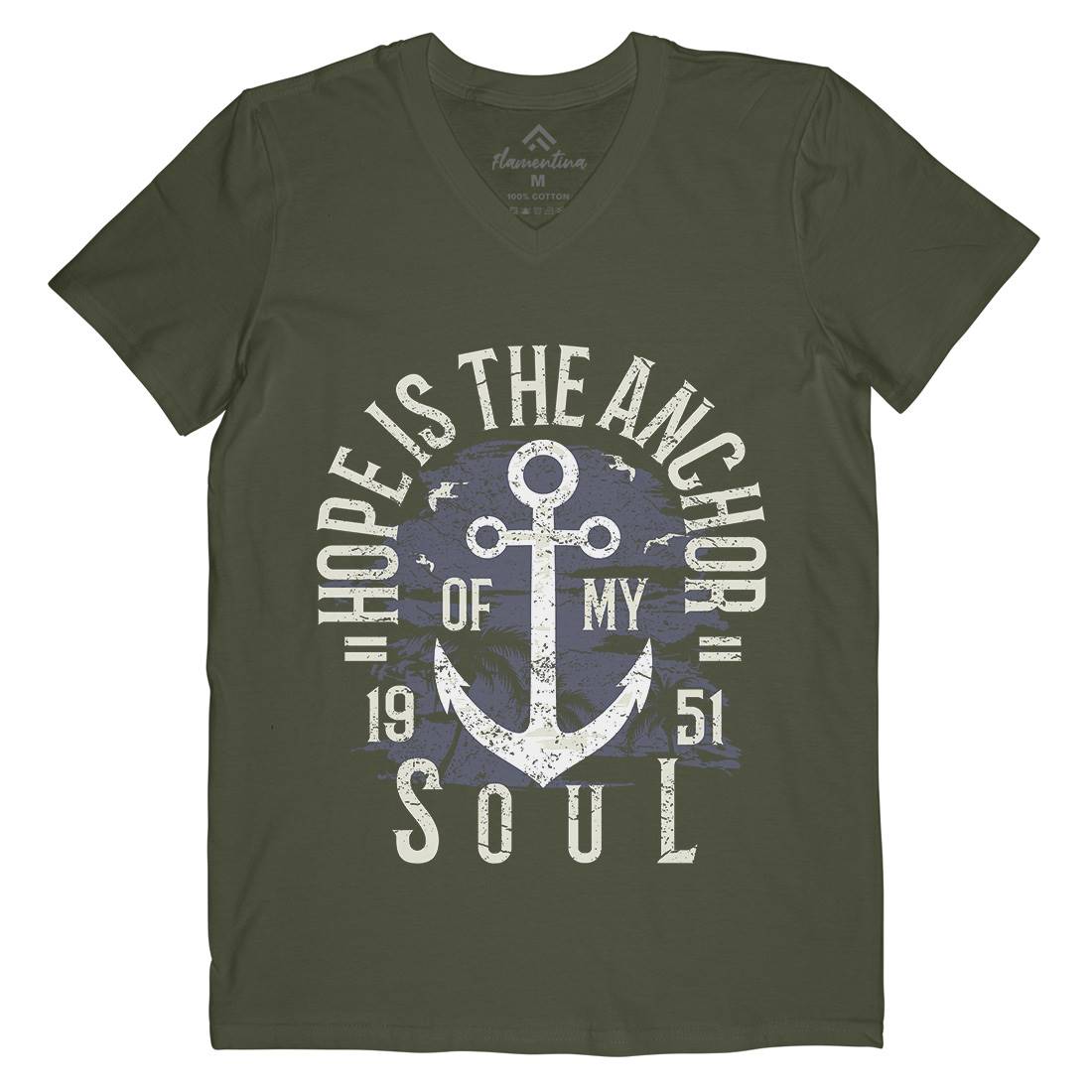 Hope Is The Anchor Mens Organic V-Neck T-Shirt Navy A066