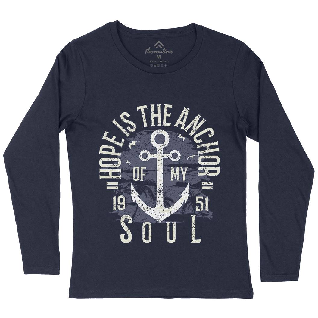 Hope Is The Anchor Womens Long Sleeve T-Shirt Navy A066