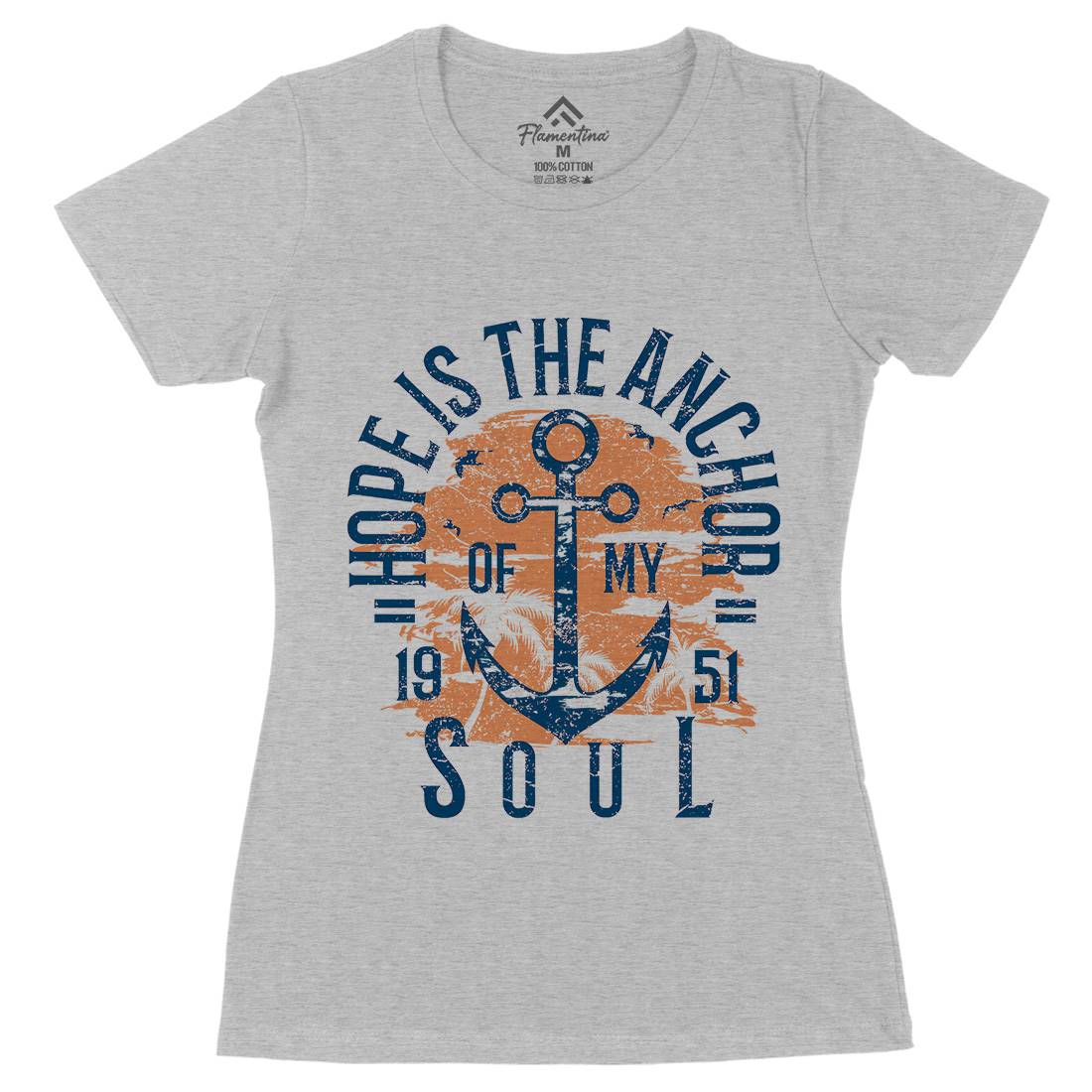 Hope Is The Anchor Womens Organic Crew Neck T-Shirt Navy A066