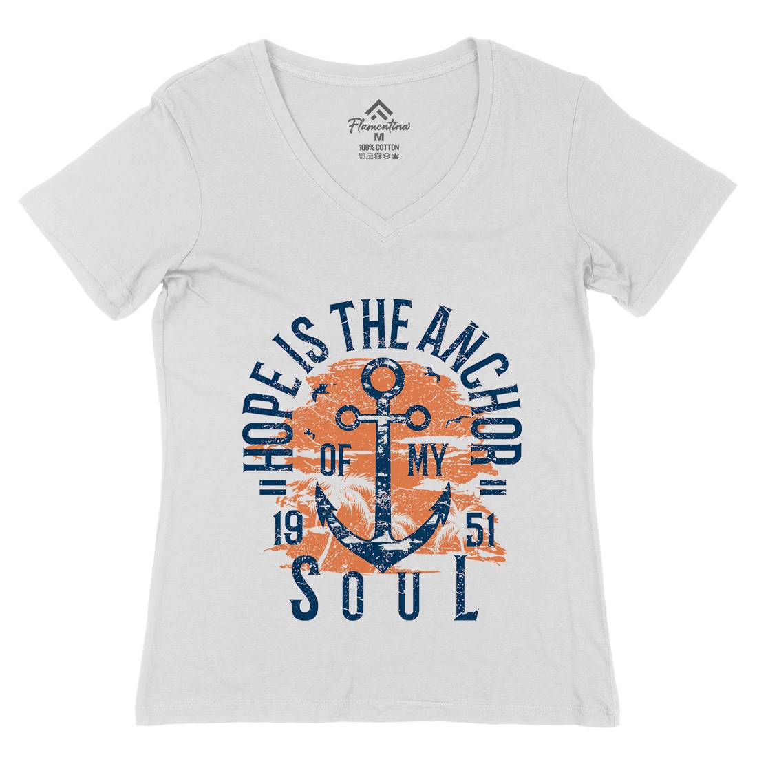 Hope Is The Anchor Womens Organic V-Neck T-Shirt Navy A066