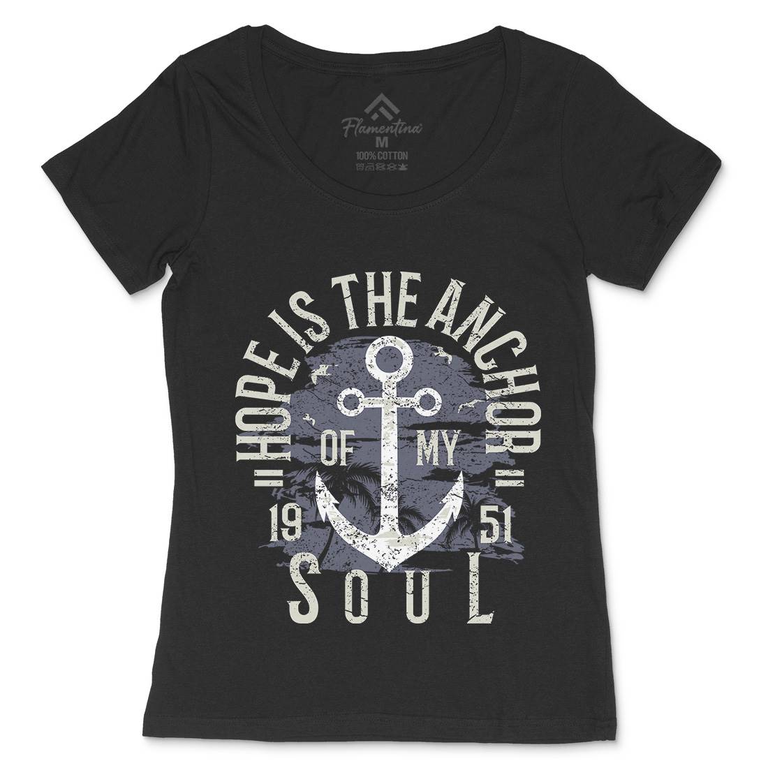Hope Is The Anchor Womens Scoop Neck T-Shirt Navy A066