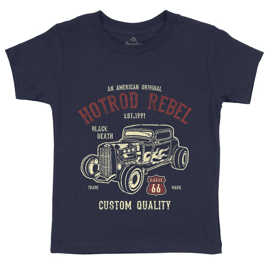 Hot Rod Rebel Kids Organic Crew Neck T-Shirt Cars A067