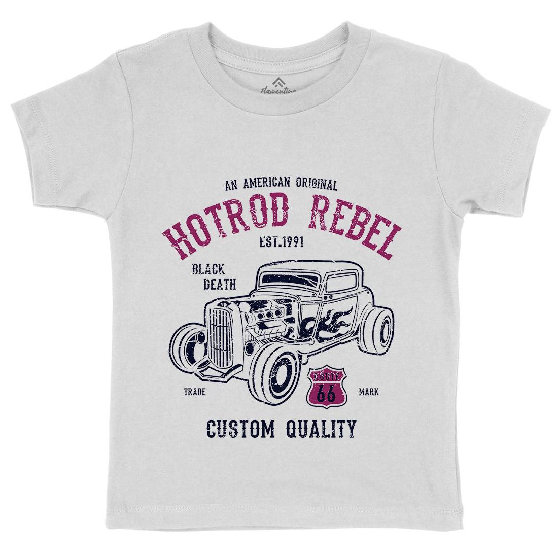 Hot Rod Rebel Kids Organic Crew Neck T-Shirt Cars A067