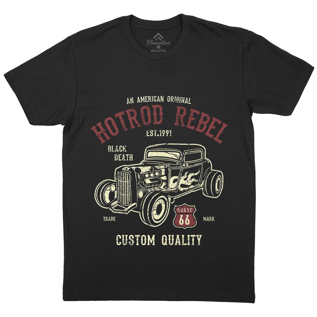 Hot Rod Rebel Mens Organic Crew Neck T-Shirt Cars A067