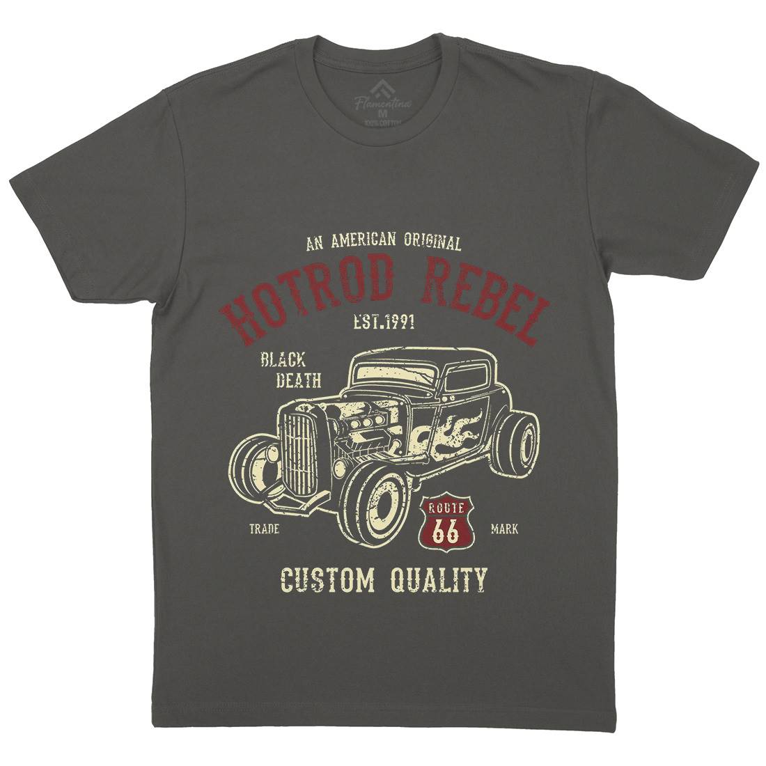 Hot Rod Rebel Mens Organic Crew Neck T-Shirt Cars A067