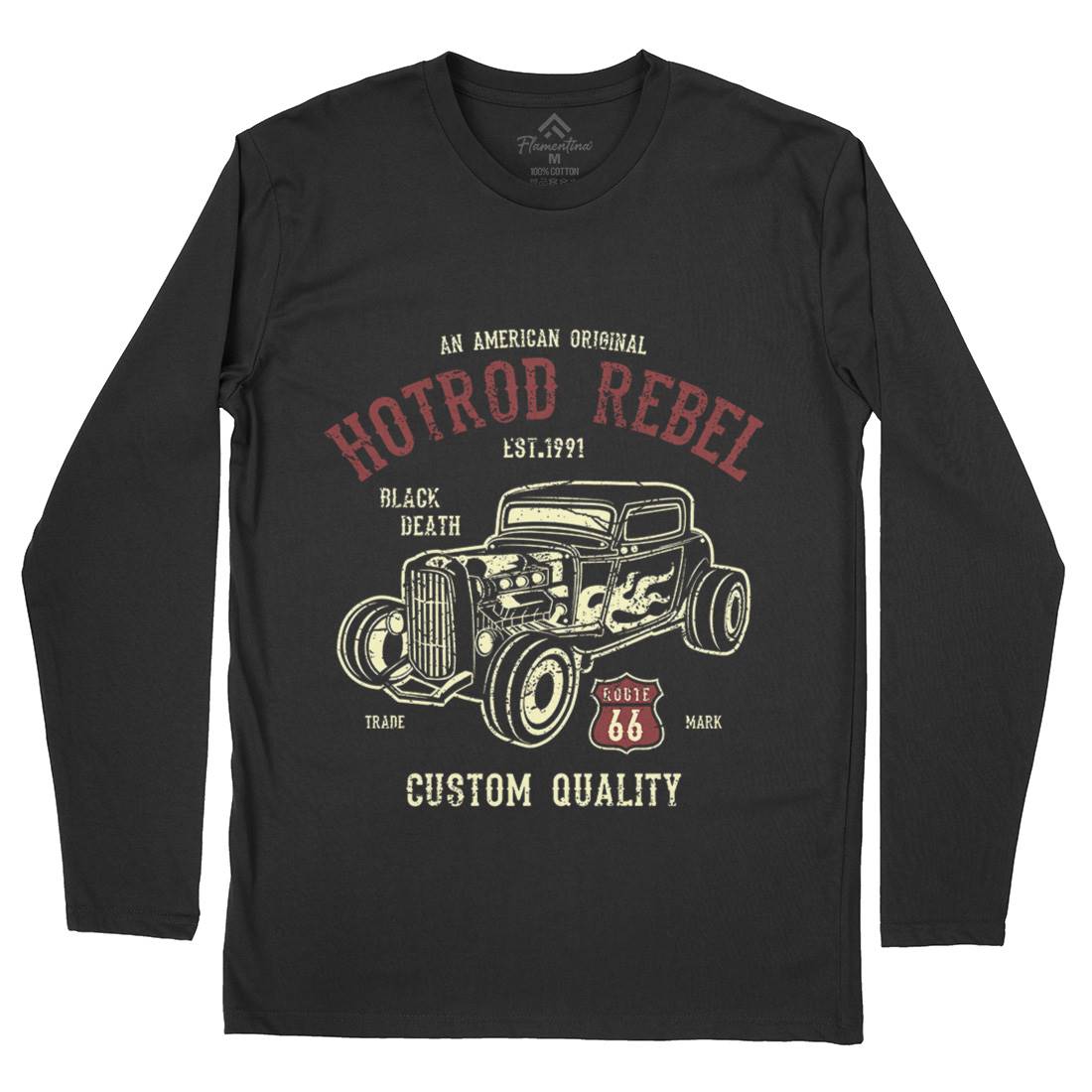 Hot Rod Rebel Mens Long Sleeve T-Shirt Cars A067