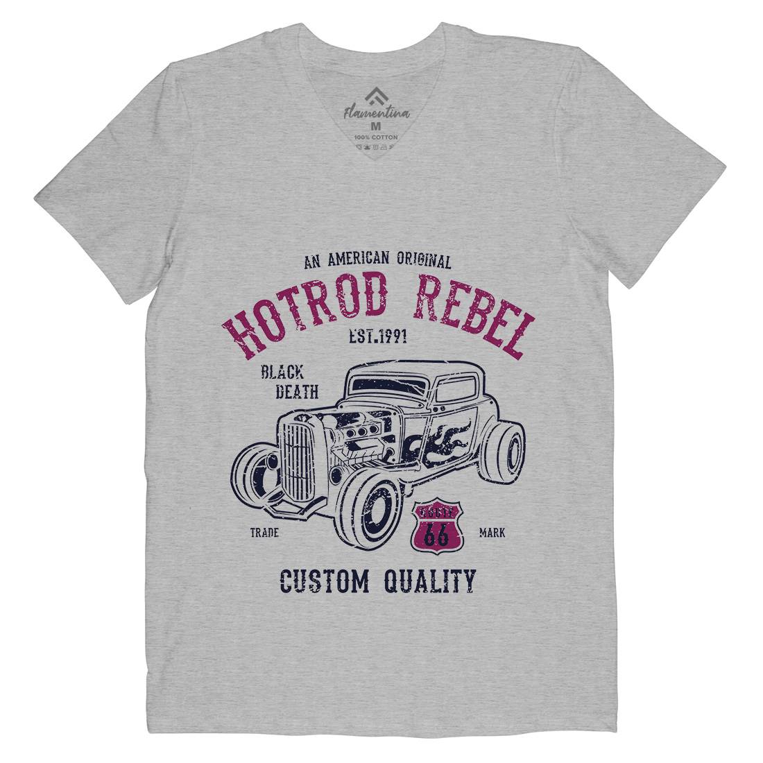 Hot Rod Rebel Mens V-Neck T-Shirt Cars A067