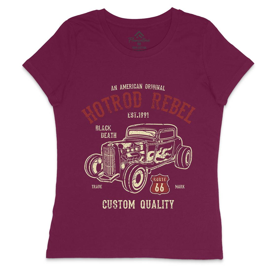 Hot Rod Rebel Womens Crew Neck T-Shirt Cars A067