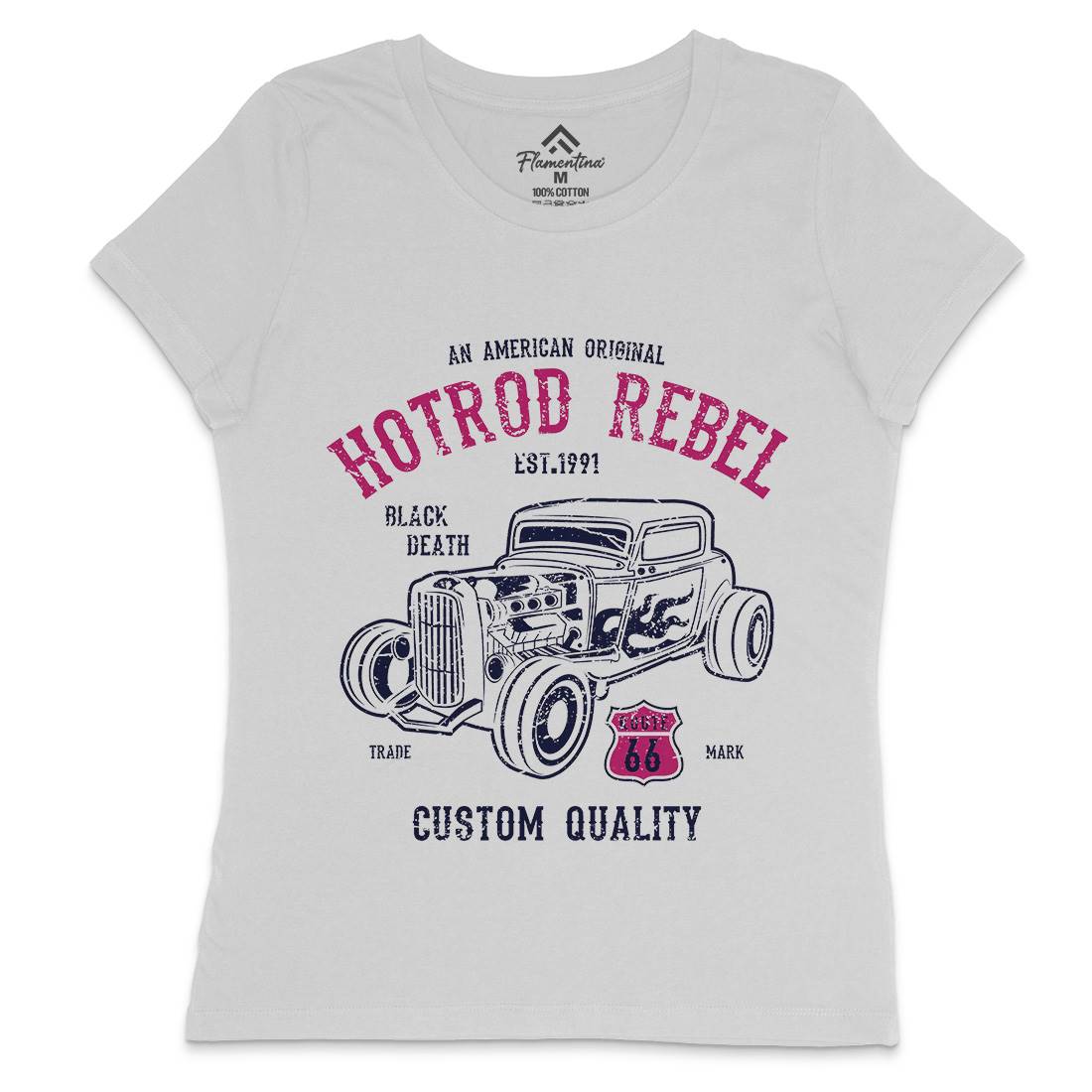 Hot Rod Rebel Womens Crew Neck T-Shirt Cars A067