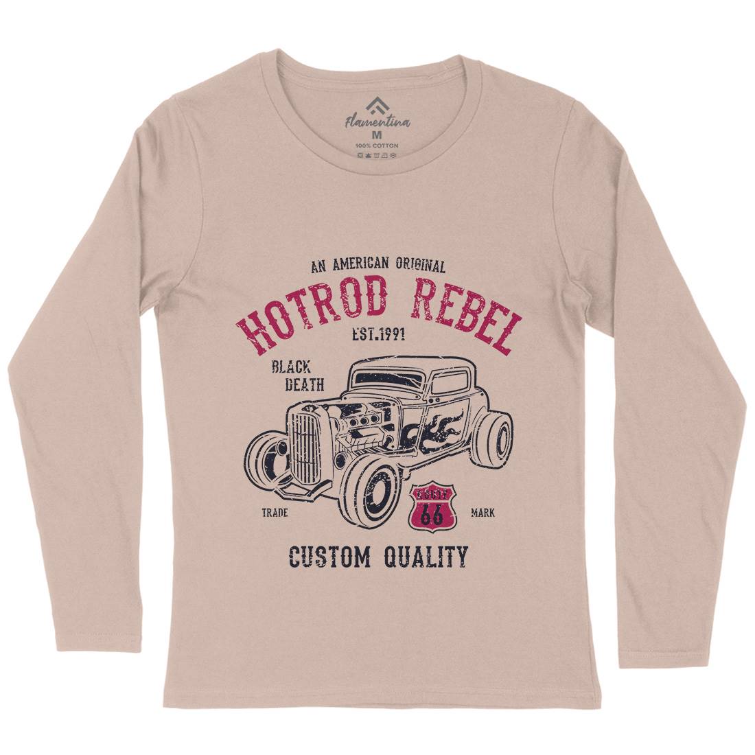 Hot Rod Rebel Womens Long Sleeve T-Shirt Cars A067